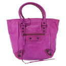 BALENCIAGA The Drum Hand Bag Leather Purple 232732 Auth bs36143V-13