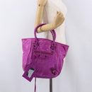 BALENCIAGA The Drum Hand Bag Leather Purple 232732 Auth bs36143V-25