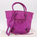 BALENCIAGA The Drum Hand Bag Leather Purple 232732 Auth bs36143V-12
