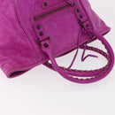 BALENCIAGA The Drum Hand Bag Leather Purple 232732 Auth bs36143V-6