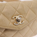 CHANEL Matelasse Waist bag Lamb Skin Beige Gold CC Auth bs36144-17