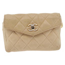 CHANEL Matelasse Waist bag Lamb Skin Beige Gold CC Auth bs36144-13