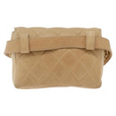 CHANEL Matelasse Waist bag Lamb Skin Beige Gold CC Auth bs36144-2