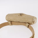 CHANEL Matelasse Waist bag Lamb Skin Beige Gold CC Auth bs36144-6