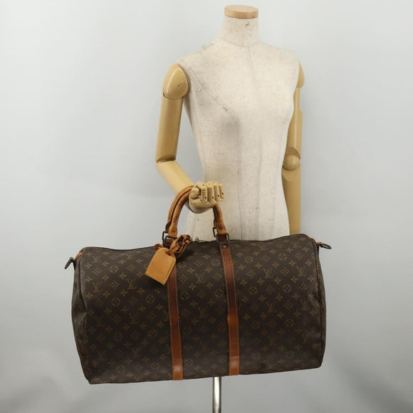 LOUIS VUITTON Monogram Keepall Bandouliere 55 Boston Bag M41414 LV Auth bs36149
