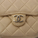 CHANEL Mini Mini Matelasse Charm Lamb Skin Beige CC Auth bs36151-17