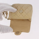 CHANEL Mini Mini Matelasse Charm Lamb Skin Beige CC Auth bs36151-9