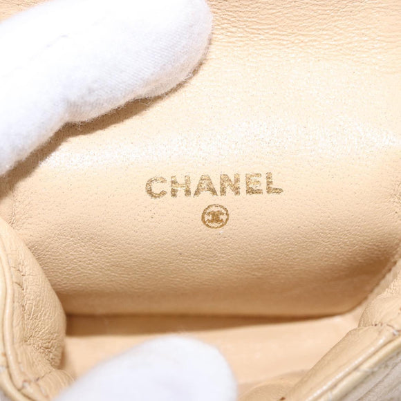 CHANEL Mini Mini Matelasse Charm Lamb Skin Beige CC Auth bs36151