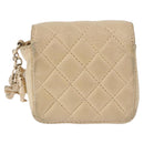 CHANEL Mini Mini Matelasse Charm Lamb Skin Beige CC Auth bs36151-2