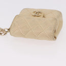 CHANEL Mini Mini Matelasse Charm Lamb Skin Beige CC Auth bs36151-6