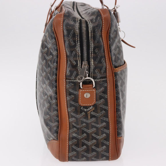 GOYARD Herringbone Boston Bag PVC Black Silver Auth bs36155