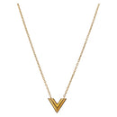 LOUIS VUITTON Essential V Necklace Gold M61083 LV Auth bs36156-1