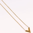 LOUIS VUITTON Essential V Necklace Gold M61083 LV Auth bs36156-4