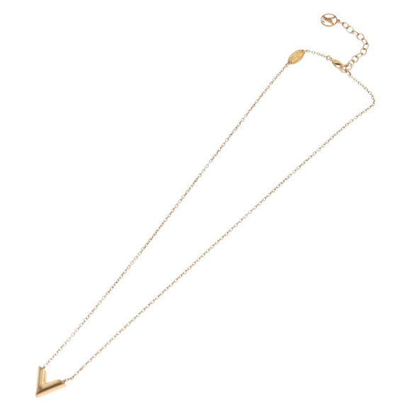 LOUIS VUITTON Essential V Necklace Gold M61083 LV Auth bs36156
