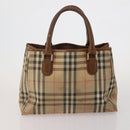 Burberrys Nova Check Hand Bag Canvas nylon 2 Set Black Beige Auth bs36161-3