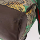 GUCCI GG Supreme Web Sherry Line Backpack PVC Bengal Beige 428027 Auth bs36164-17