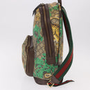 GUCCI GG Supreme Web Sherry Line Backpack PVC Bengal Beige 428027 Auth bs36164-4