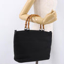 GUCCI Bamboo Hand Bag Canvas Black Silver 000 1998 0540 Auth bs36165-22