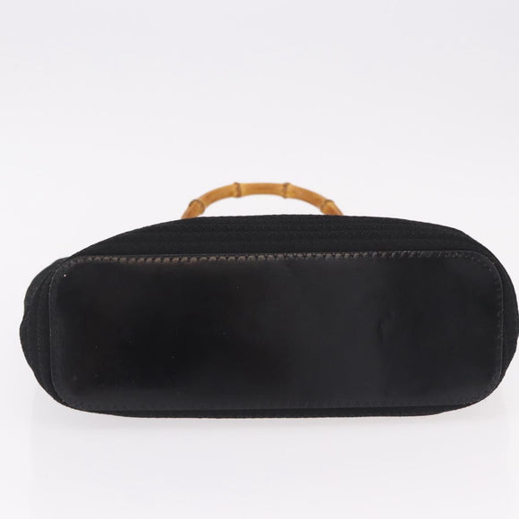 GUCCI Bamboo Hand Bag Canvas Black Silver 000 1998 0540 Auth bs36165