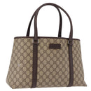 GUCCI GG Supreme Tote Bag PVC Beige Silver 114595 Auth bs36166-1