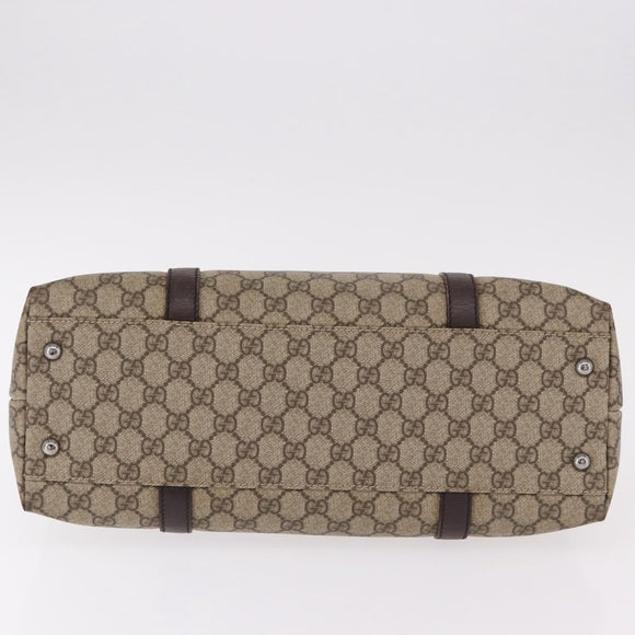 GUCCI GG Supreme Tote Bag PVC Beige Silver 114595 Auth bs36166