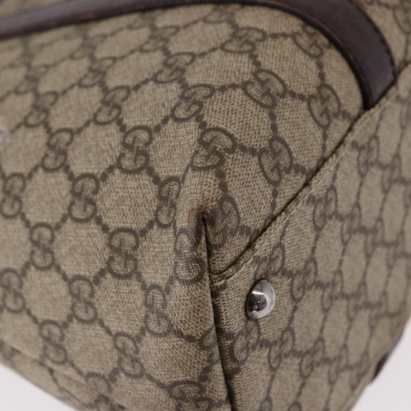 GUCCI GG Supreme Tote Bag PVC Beige Silver 114595 Auth bs36166