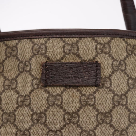 GUCCI GG Supreme Tote Bag PVC Beige Silver 114595 Auth bs36166