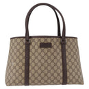 GUCCI GG Supreme Tote Bag PVC Beige Silver 114595 Auth bs36166-13