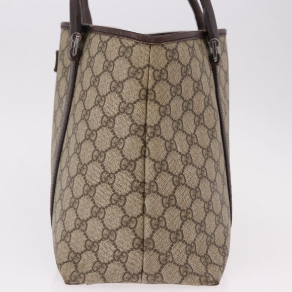 GUCCI GG Supreme Tote Bag PVC Beige Silver 114595 Auth bs36166