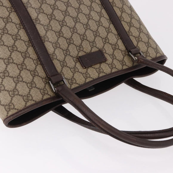 GUCCI GG Supreme Tote Bag PVC Beige Silver 114595 Auth bs36166