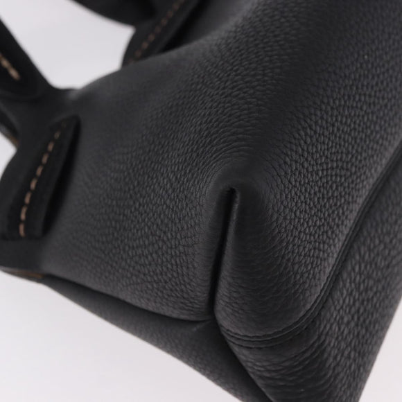 Salvatore Ferragamo Hand Bag Leather Black Gold Auth bs36167