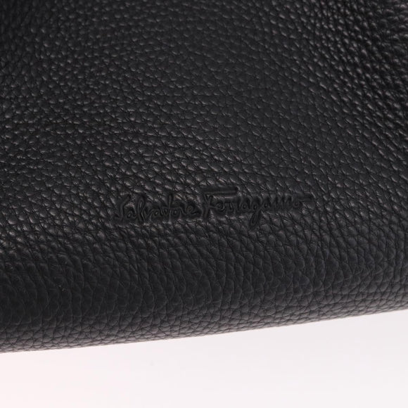 Salvatore Ferragamo Hand Bag Leather Black Gold Auth bs36167