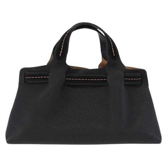 Salvatore Ferragamo Hand Bag Leather Black Gold Auth bs36167