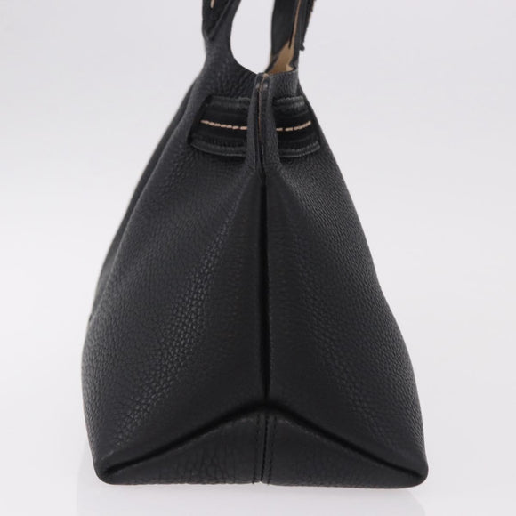 Salvatore Ferragamo Hand Bag Leather Black Gold Auth bs36167