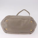 PRADA Hand Bag Leather 2way Gray Gold Auth bs36168-5