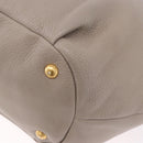 PRADA Hand Bag Leather 2way Gray Gold Auth bs36168-16