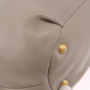 PRADA Hand Bag Leather 2way Gray Gold Auth bs36168-14