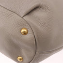 PRADA Hand Bag Leather 2way Gray Gold Auth bs36168-18