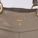 PRADA Hand Bag Leather 2way Gray Gold Auth bs36168-19