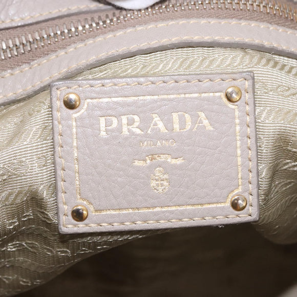 PRADA Hand Bag Leather 2way Gray Gold Auth bs36168