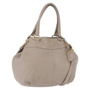 PRADA Hand Bag Leather 2way Gray Gold Auth bs36168-1