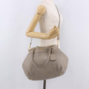 PRADA Hand Bag Leather 2way Gray Gold Auth bs36168-26