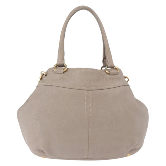 PRADA Hand Bag Leather 2way Gray Gold Auth bs36168