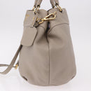 PRADA Hand Bag Leather 2way Gray Gold Auth bs36168-3