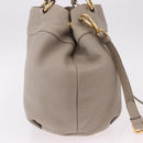 PRADA Hand Bag Leather 2way Gray Gold Auth bs36168-4