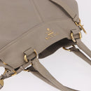 PRADA Hand Bag Leather 2way Gray Gold Auth bs36168-6