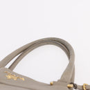 PRADA Hand Bag Leather 2way Gray Gold Auth bs36168-8