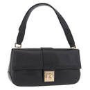Salvatore Ferragamo Gancini Hand Bag Leather Black Gold Auth bs36169V-1