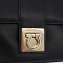 Salvatore Ferragamo Gancini Hand Bag Leather Black Gold Auth bs36169V-14