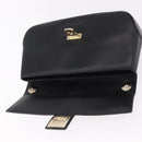 Salvatore Ferragamo Gancini Hand Bag Leather Black Gold Auth bs36169V-15